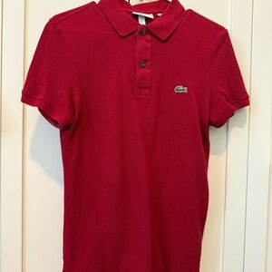 Lacoste Red Polo Shirt Classic Style Cotton Pique